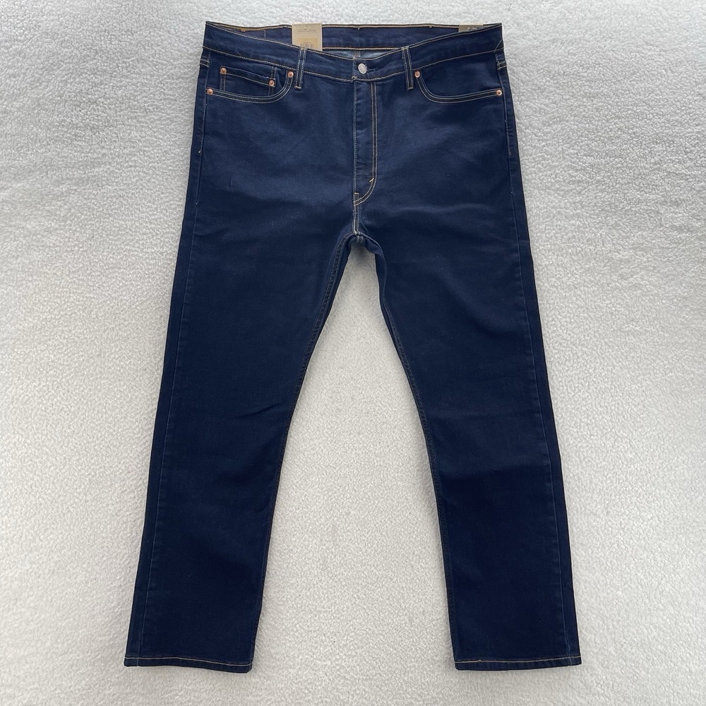 Levis 513 Jeans Mens 38x30 Blue Slim Straight Dark Wash Denim Preppy Grunge NEW